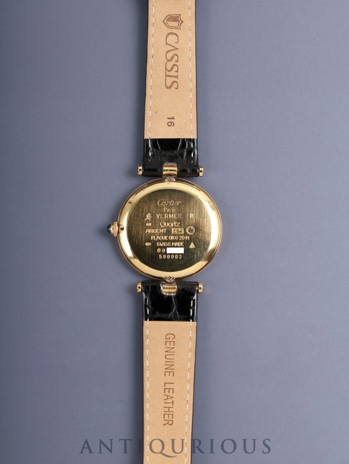 Cartier Must Vendôme VLC LM 590003 Quartz Cal.90 SV925 Leather Strap Original Pin Buckle (GP) Ivory 4-point Roman Numeral Dial Overhauled