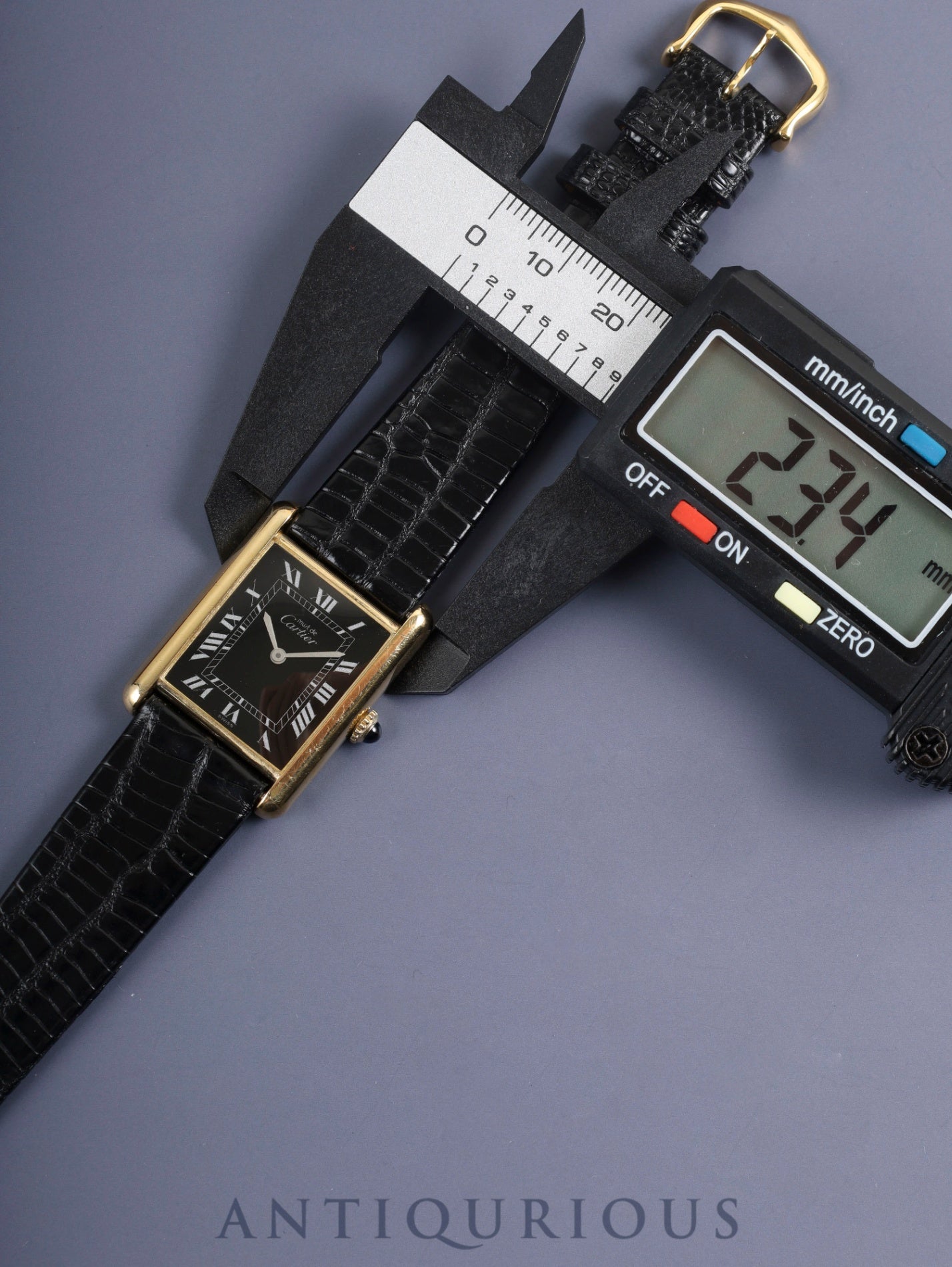カルティエ マストタンク LM 手巻き Cal.78-1 SV925 革 純正尾錠（GP）ブラックローマン文字盤 オーバーホール済み