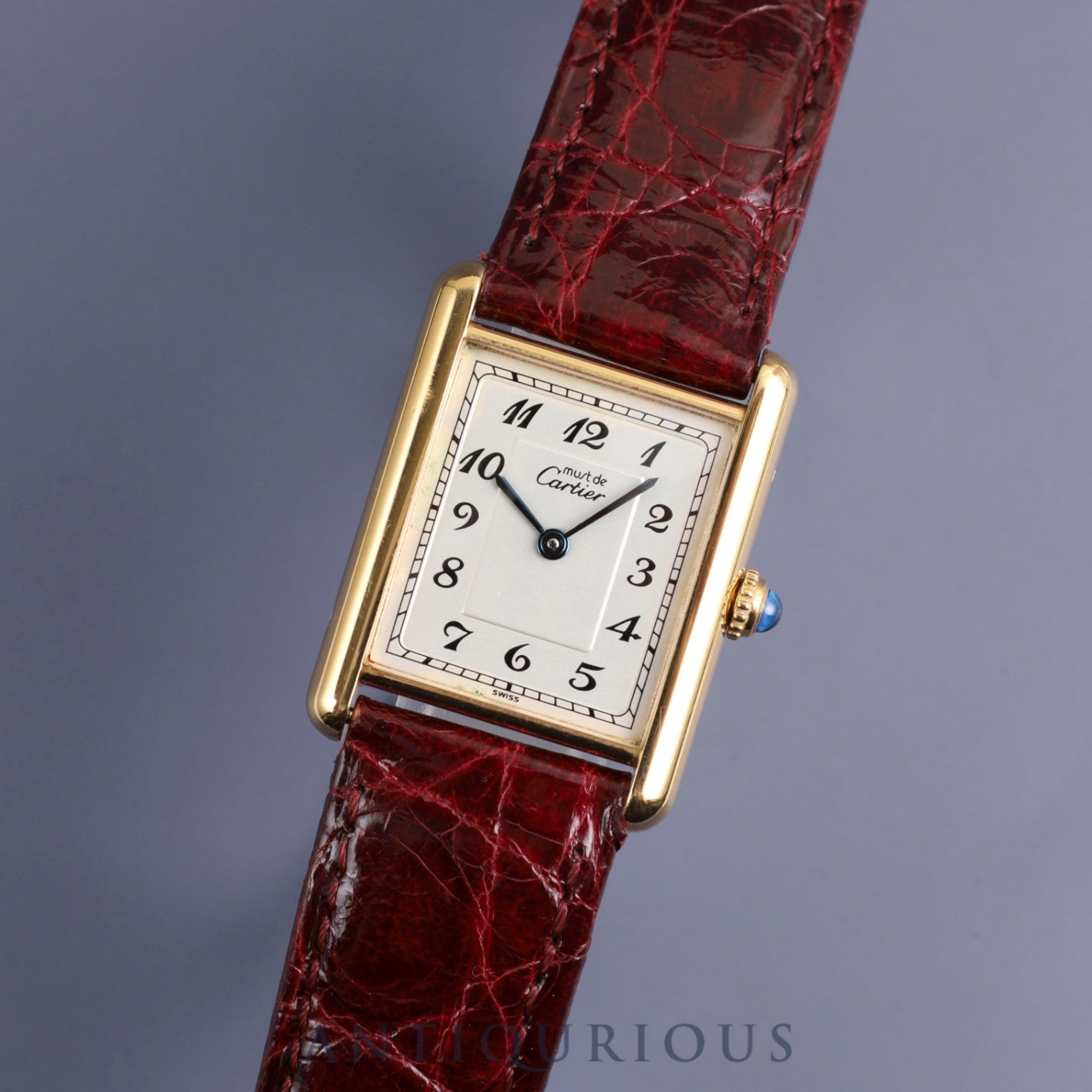 Cartier Must Tank LM 590005 Quartz Cal.90 SV925 Genuine leather strap Genuine buckle (GP) White Arabic dial Overhauled