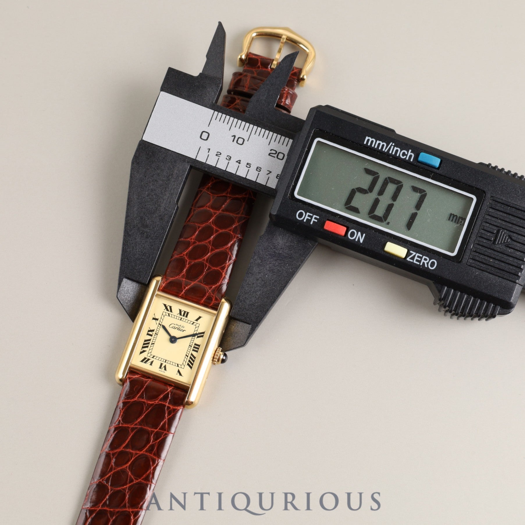 CARTIER カルティエ MUST TANK SM マストタンク SM 1613 クォーツ Cal.057 SV925 革 純正尾錠（GP）アイボリー文字盤  箱 保証書 オーバーホール済み