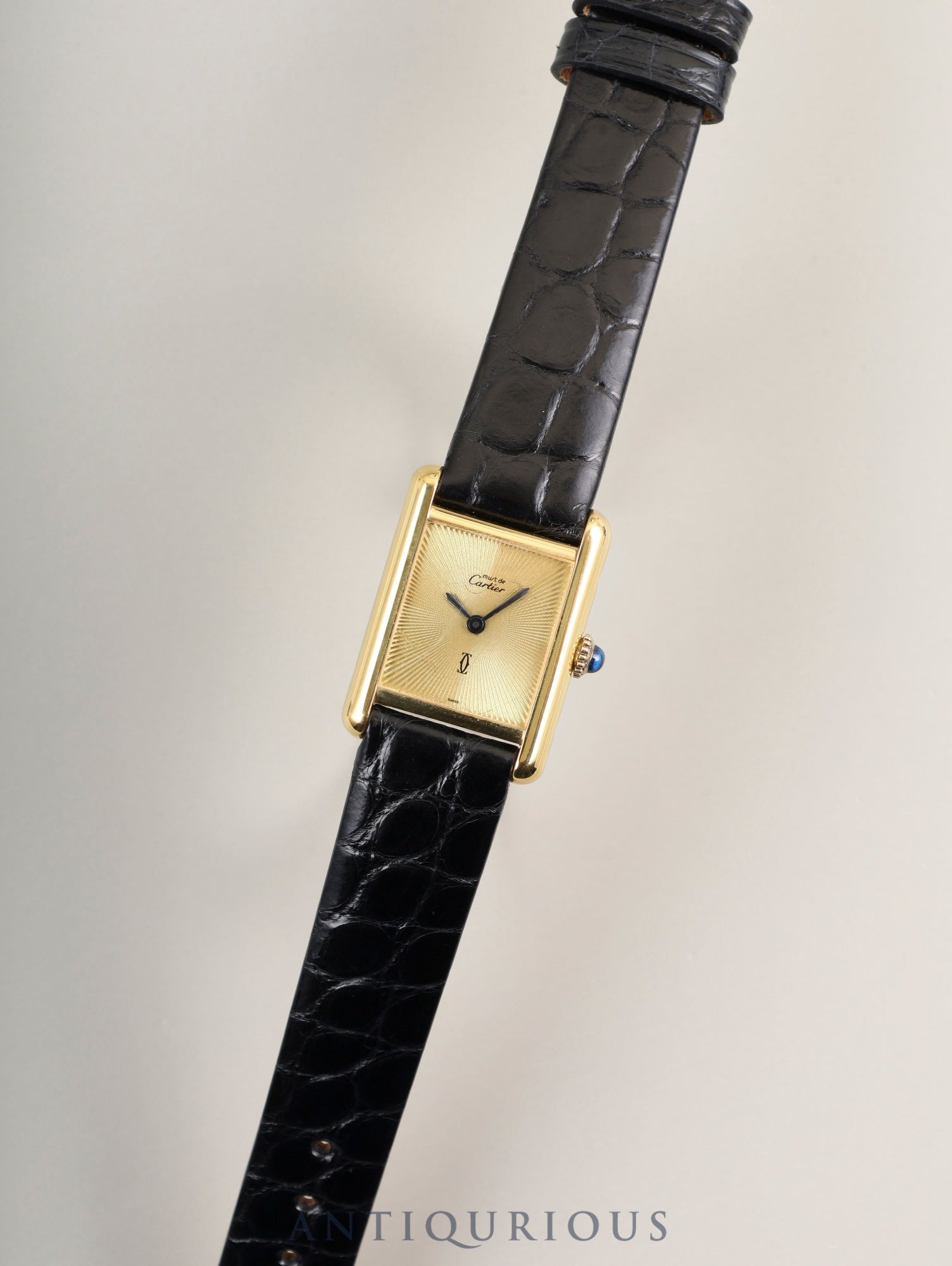 Cartier Must Tank SM Manual Winding Cal. 78-1 SV925 Genuine Buckle (GP) Sunray Dial Overhauled and Finished to Look Like New