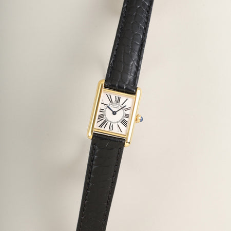 カルティエ マストタンク SM 5057001 クォーツ Cal.057 SV925 革 純正Dバックル（GP） オパラン文字盤（SWISS表記）オーバーホール済み 新品仕上げ済み