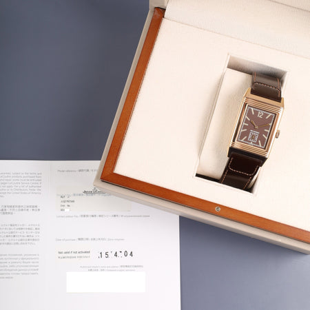 Jaeger-LeCoultre Grande Reverso Ultra Thin Q2782560 / 277.2.22 Manual winding Cal.822/2 750PG Leather, original pin buckle (750PG), brown dial, box, warranty card (2015), repair receipt (2020), overhauled