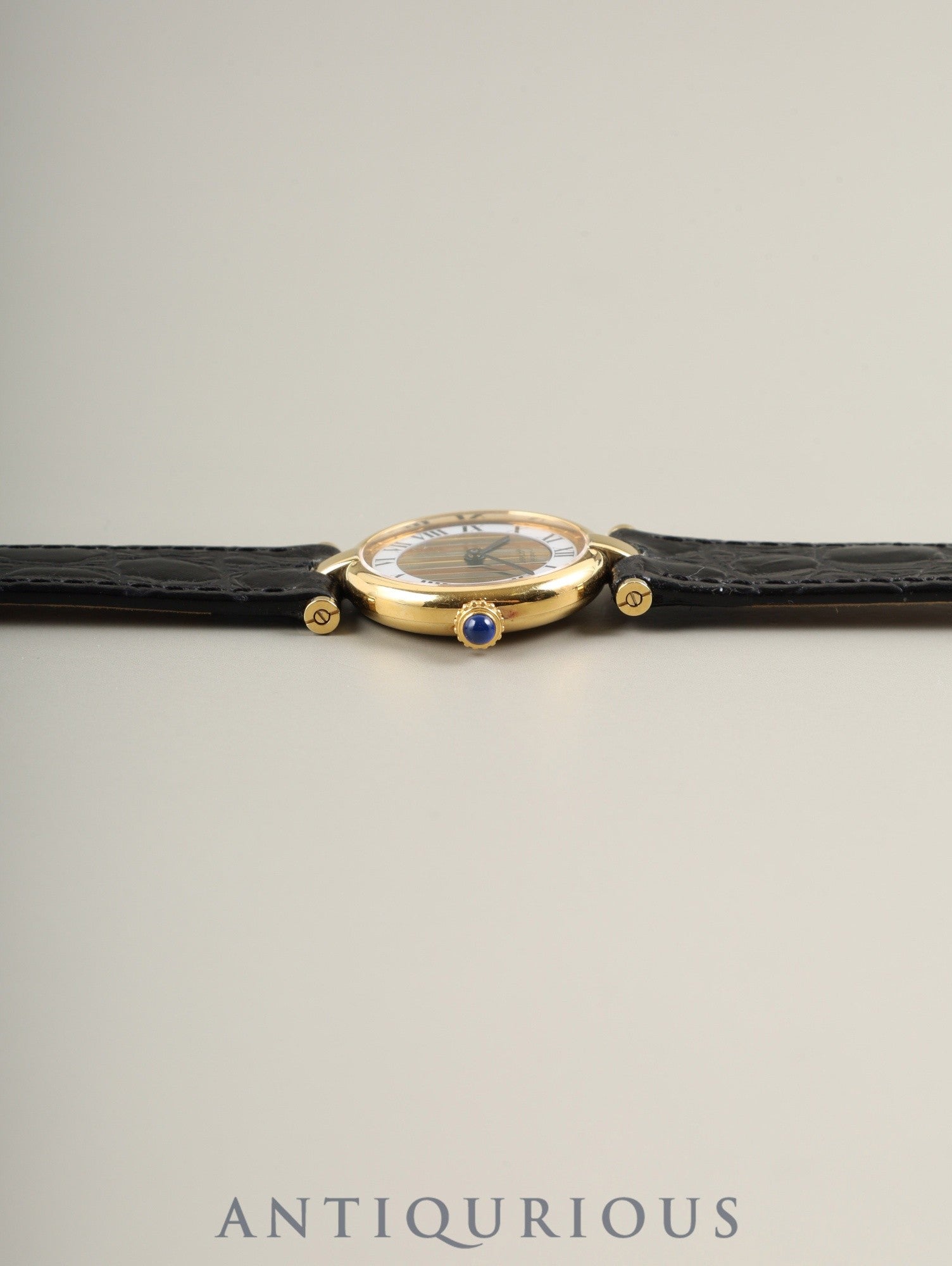 Cartier Must Vendôme VLC SM 1851 Quartz Caliber 690 SV925 Leather Strap with Genuine GP Buckle, Trinity Dial, Overhauled