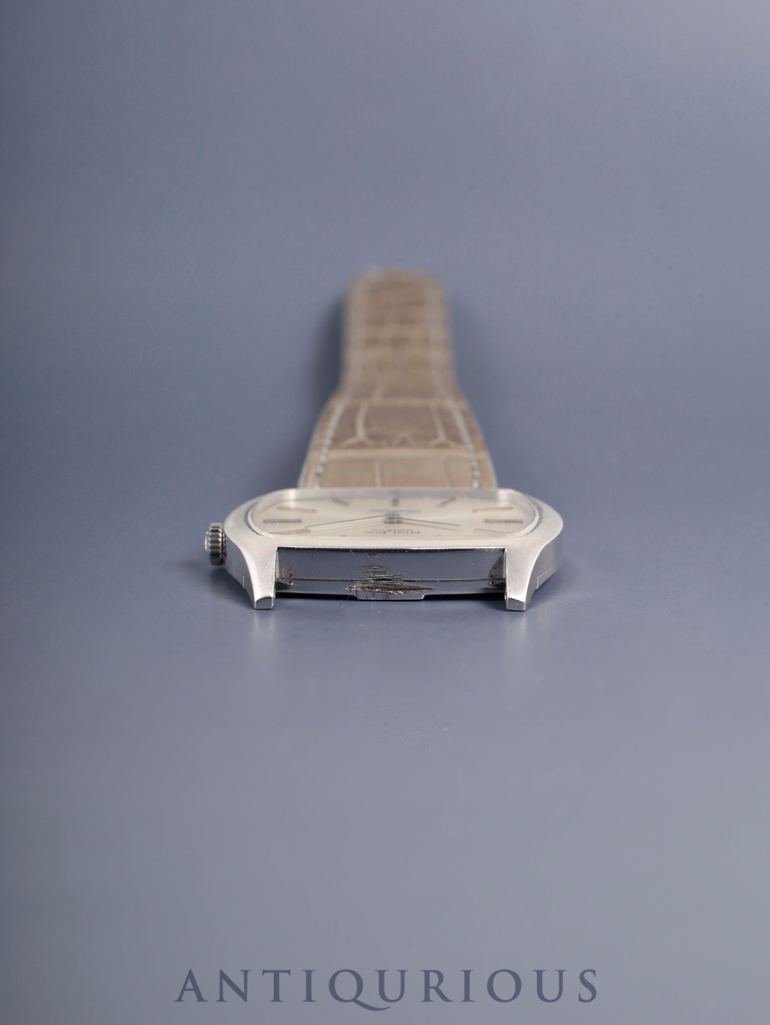 ロレックス チェリーニ 3805 手巻き Cal.1601 750WG 革 純正ピンバックル（SS）グレー文字盤（シグマダイアル） 41番（1974年）オーバーホール済み