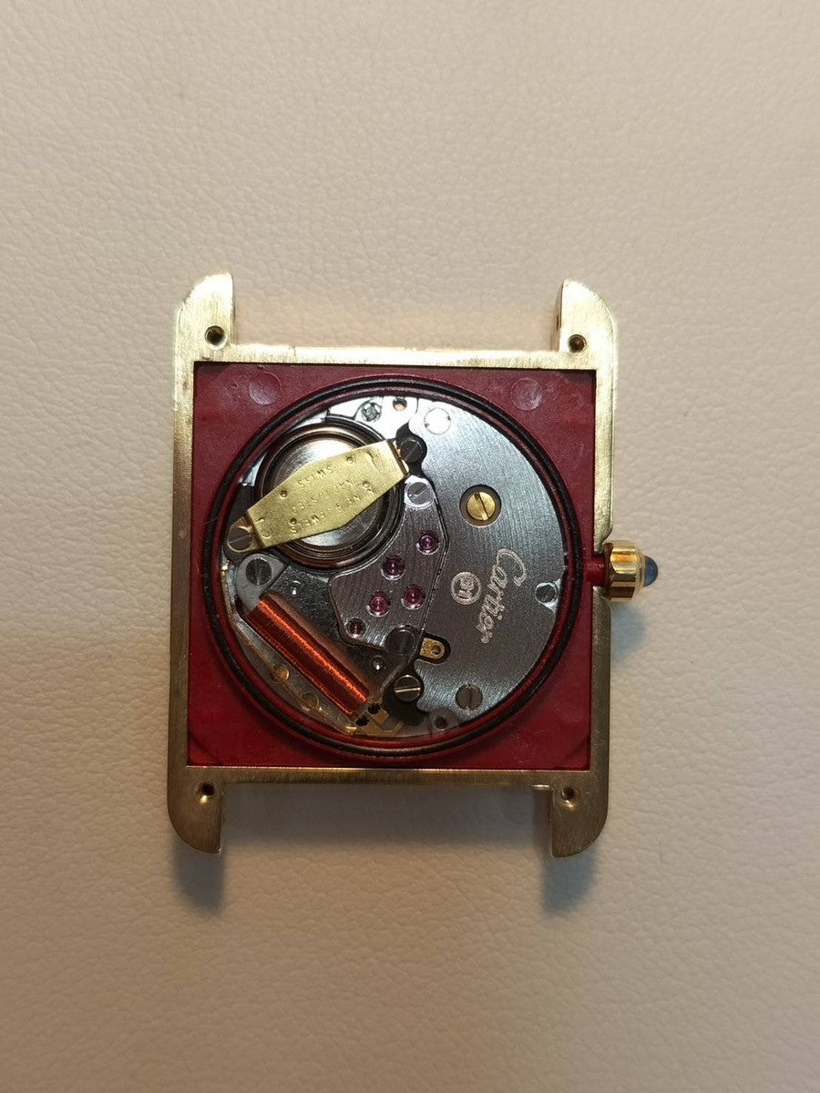 カルティエ マストタンク LM 6 81006 クォーツ Cal.81 SV925 革 純正尾錠（GP） オニキス文字盤 箱 冊子 保証書（1987年） タグ オーバーホール済み