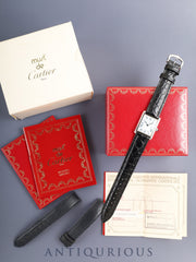 Cartier Must Tank LM 890006 Quartz Cal.90 SV925 Leather Original Pin Buckle (SS) White Roman Dial (SWISS marking) Box, Manuals, Guarantee, Original Leather Strap, Overhauled