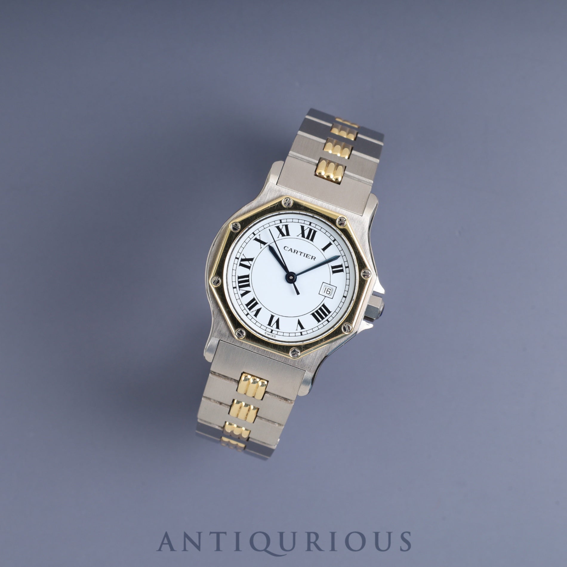 カルティエ サントス オクタゴン LM 2966 自動巻き Cal.077 SS/YG SS/YG ホワイトローマン文字盤 オーバーホール済み