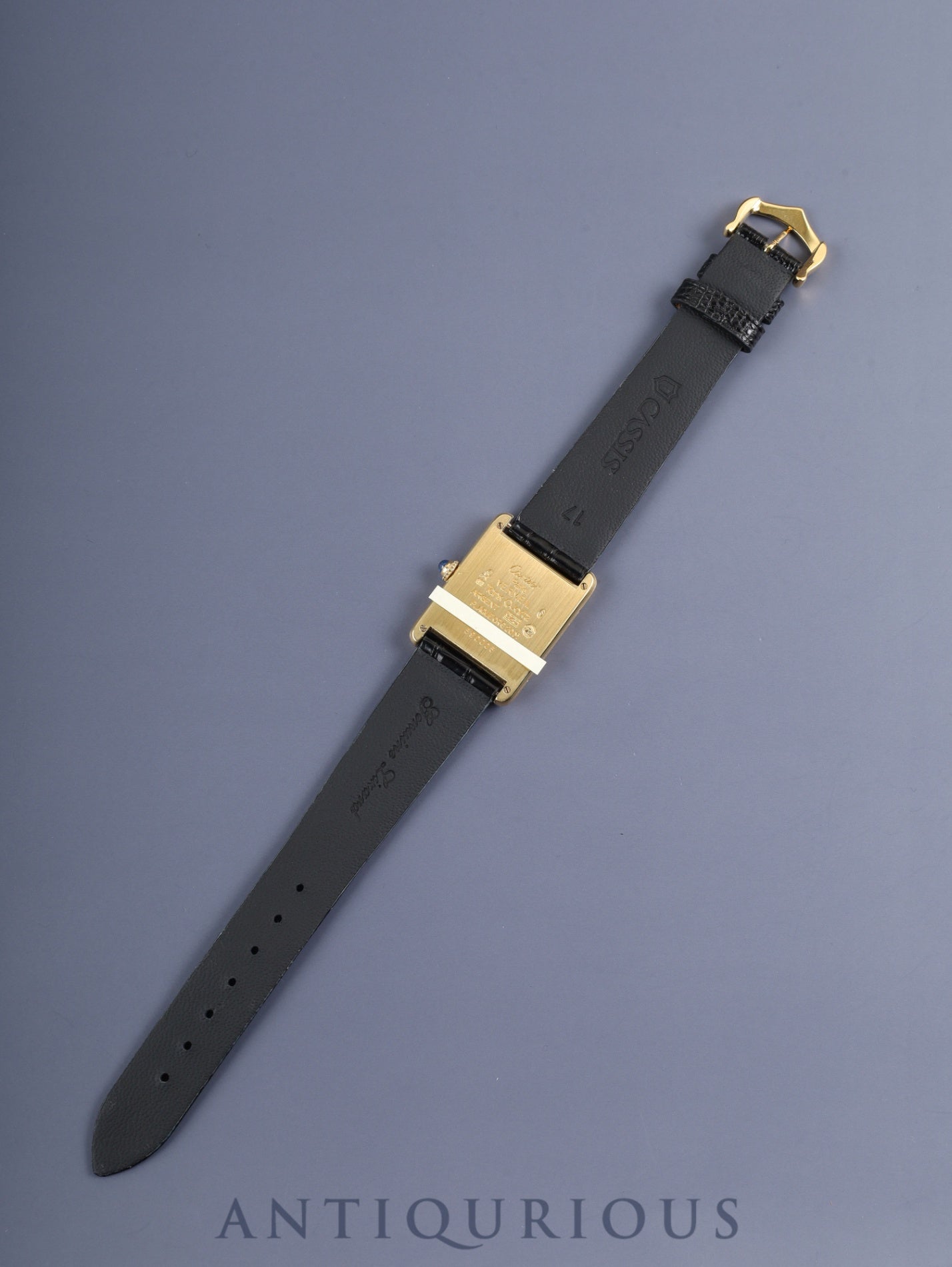 Cartier Must Tank LM 590005 Quartz Cal.90 SV925 Leather Genuine Buckle (GP) Black Roman Dial Overhauled Newly Finished