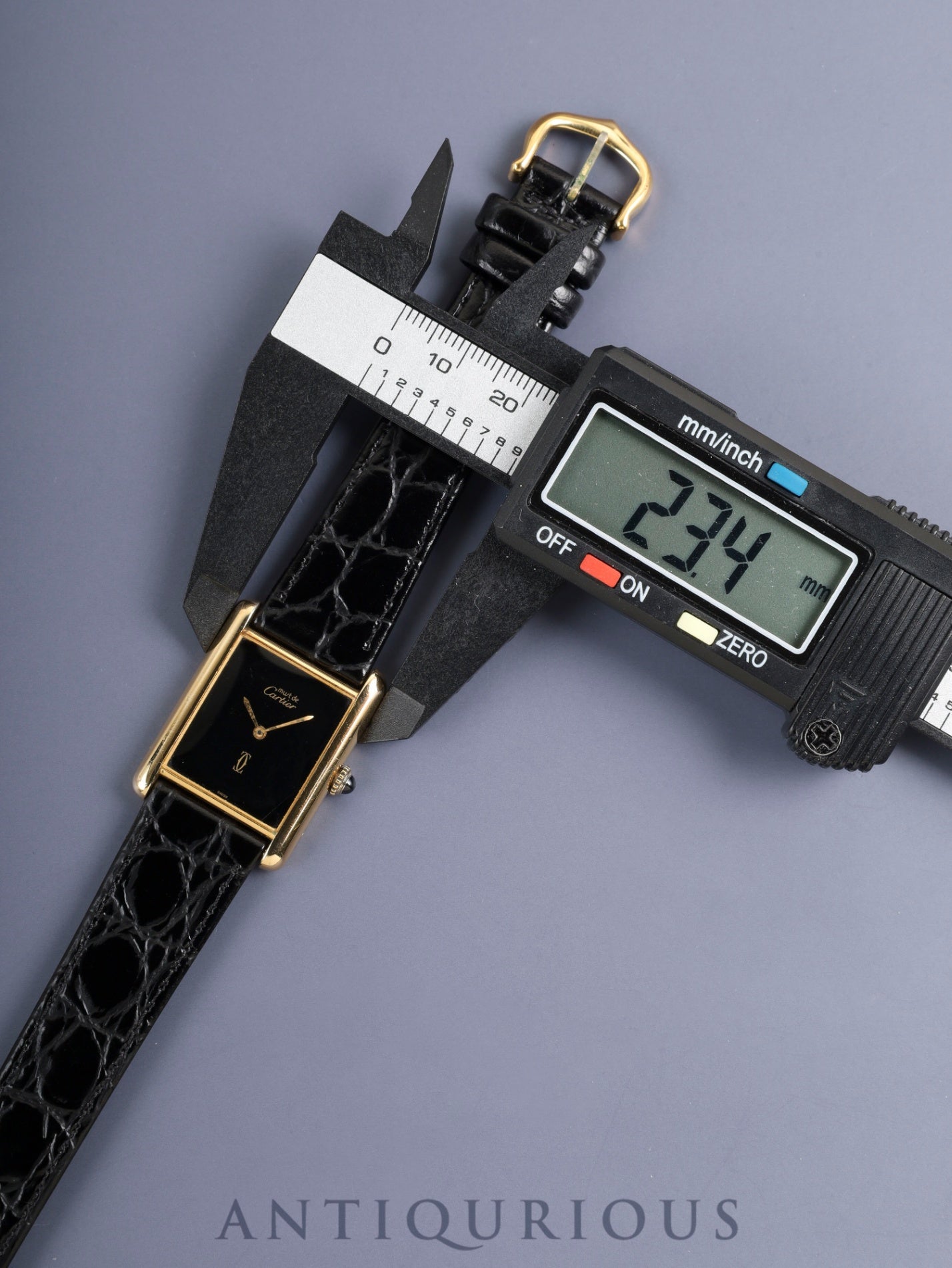 カルティエ マストタンク LM 6 手巻き Cal.78-1 SV925 革 純正ピンバックル（GP）オニキス文字盤（SWISS表記） オーバーホール済み