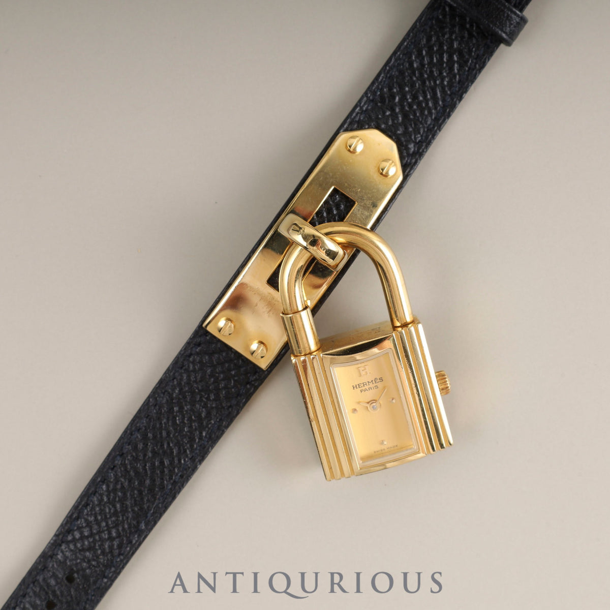 Hermes Kelly Watch KE1201470 Quartz Cal.100.106 GP Genuine leather strap (◯Z stamp: 1996) Genuine buckle (GP) Champagne dial Box Warranty (1997) Overhauled
