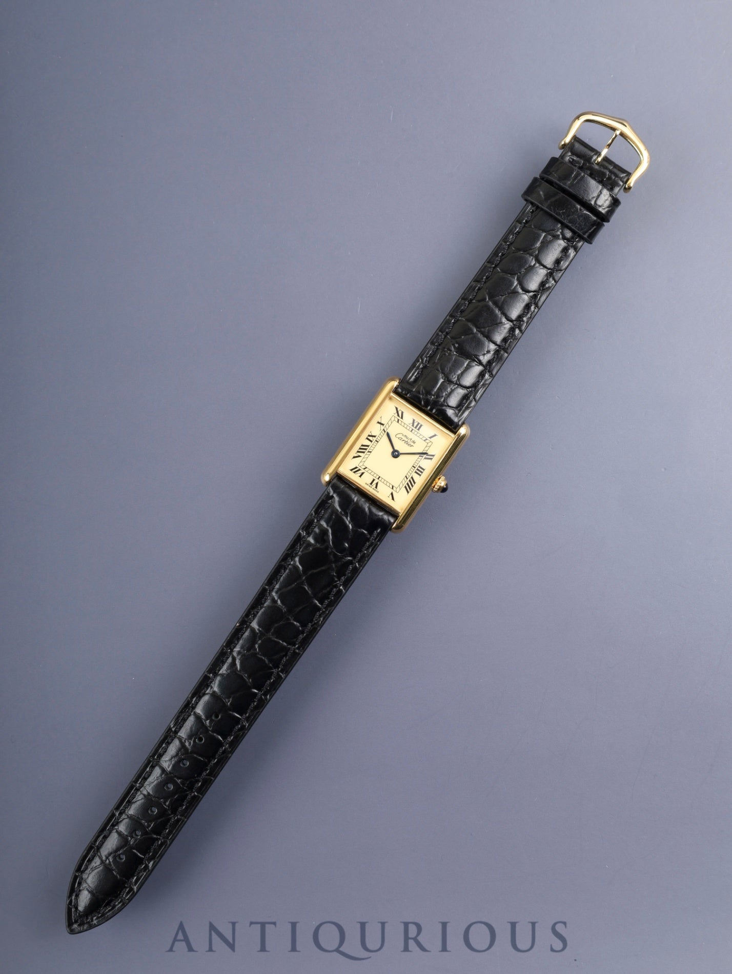 カルティエ マストタンク LM W1002753 / 590005 クォーツ Cal.069 SV925 革 純正ピンバックル（GP）アイボリーローマン文字盤 （SWISS MADE表記）箱 保証書（日付無記載）オーバーホール済み