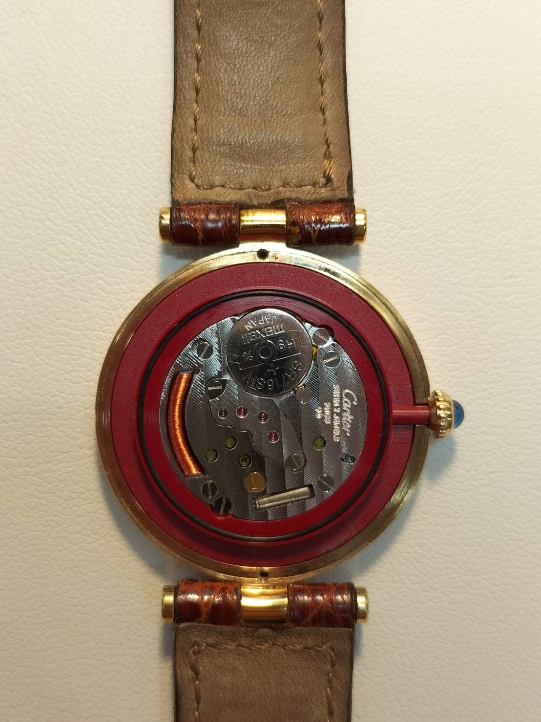 Cartier Must Vendome VLC LM 590003 Quartz Cal.90 SV925 Leather Original Pin Buckle (GP) Ivory 4-Point Roman Dial (SWISS marking) Box, Booklets, Warranty Card (1990) Overhauled