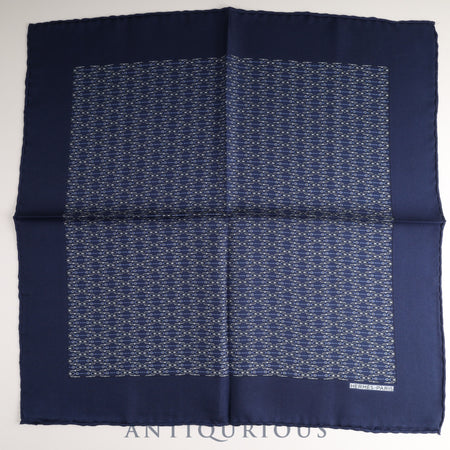 Hermes scarf Carre 45 all-over pattern navy chain 100% SILK