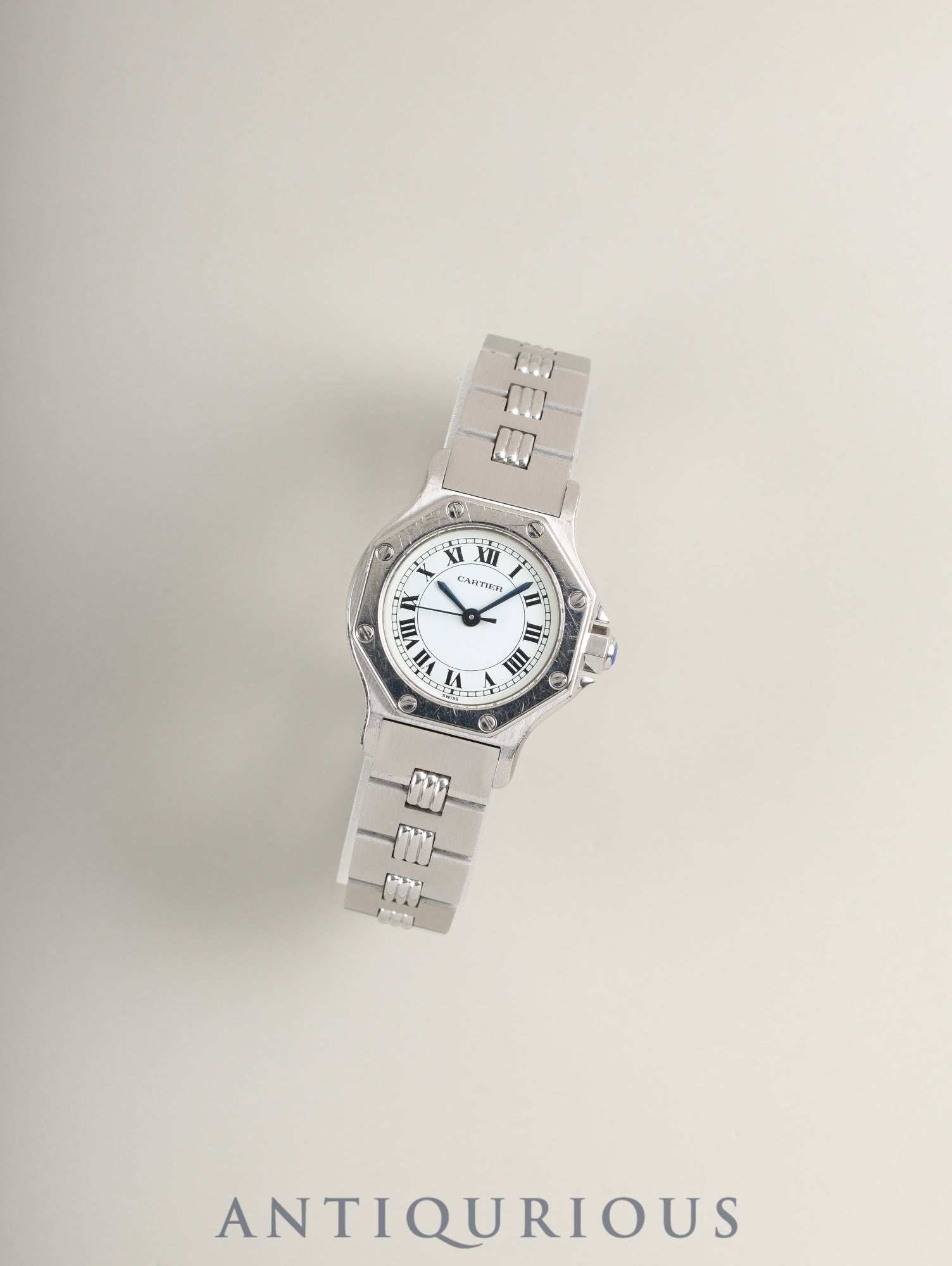 カルティエ サントス オクタゴン SM 0906 自動巻き Cal.2671 SS SS（ゴドロン）ホワイトローマン文字盤 オーバーホール済み