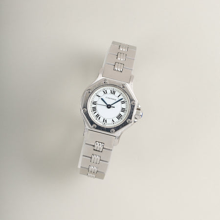 カルティエ サントス オクタゴン SM 0906 自動巻き Cal.2671 SS SS（ゴドロン）ホワイトローマン文字盤 オーバーホール済み