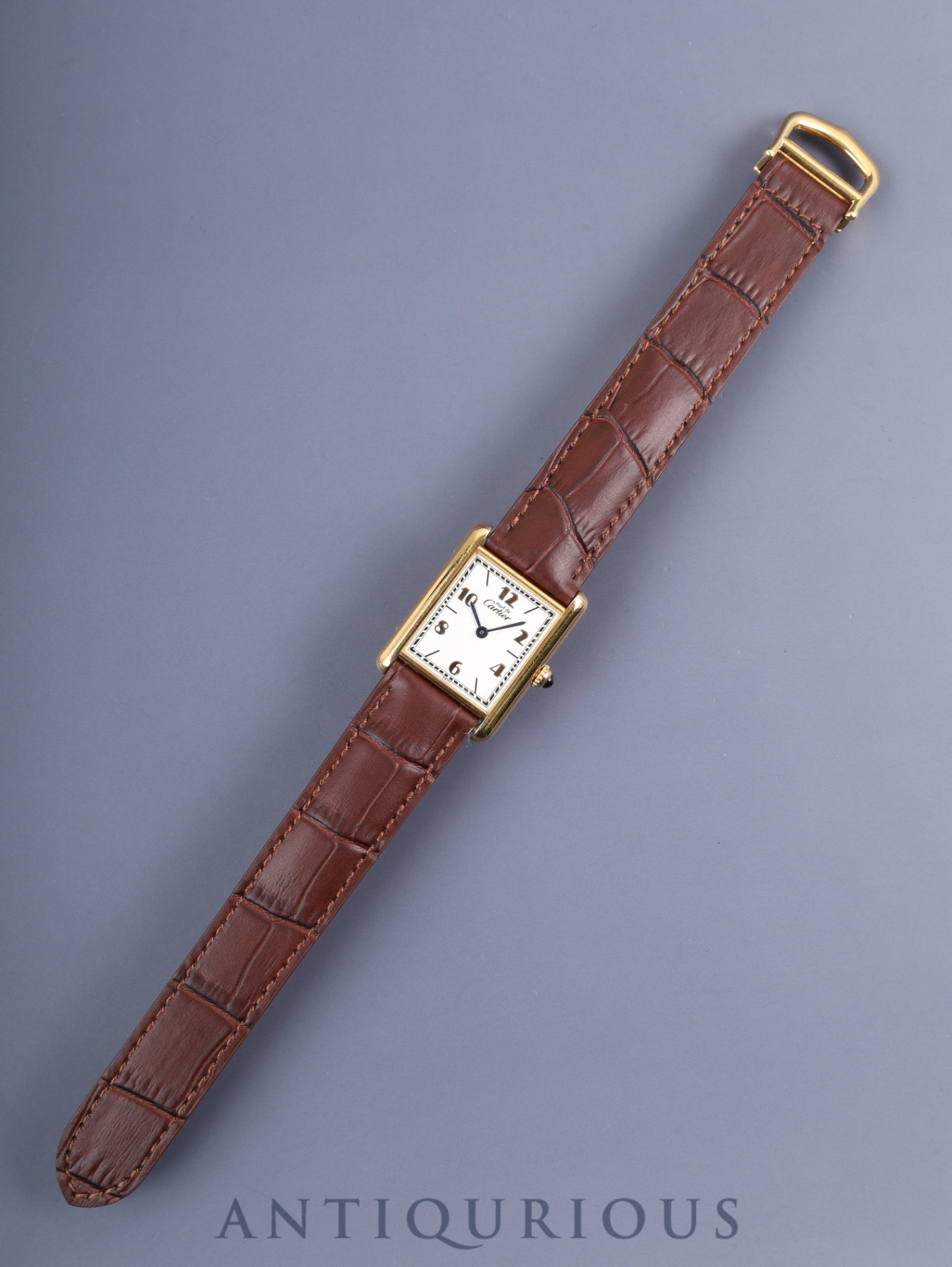 カルティエ マストタンク LM 590005 クォーツ Cal.690 SV925 革 純正Dバックル（GP） 飛びアラビアCC文字盤（SWISS表記） オーバーホール済み