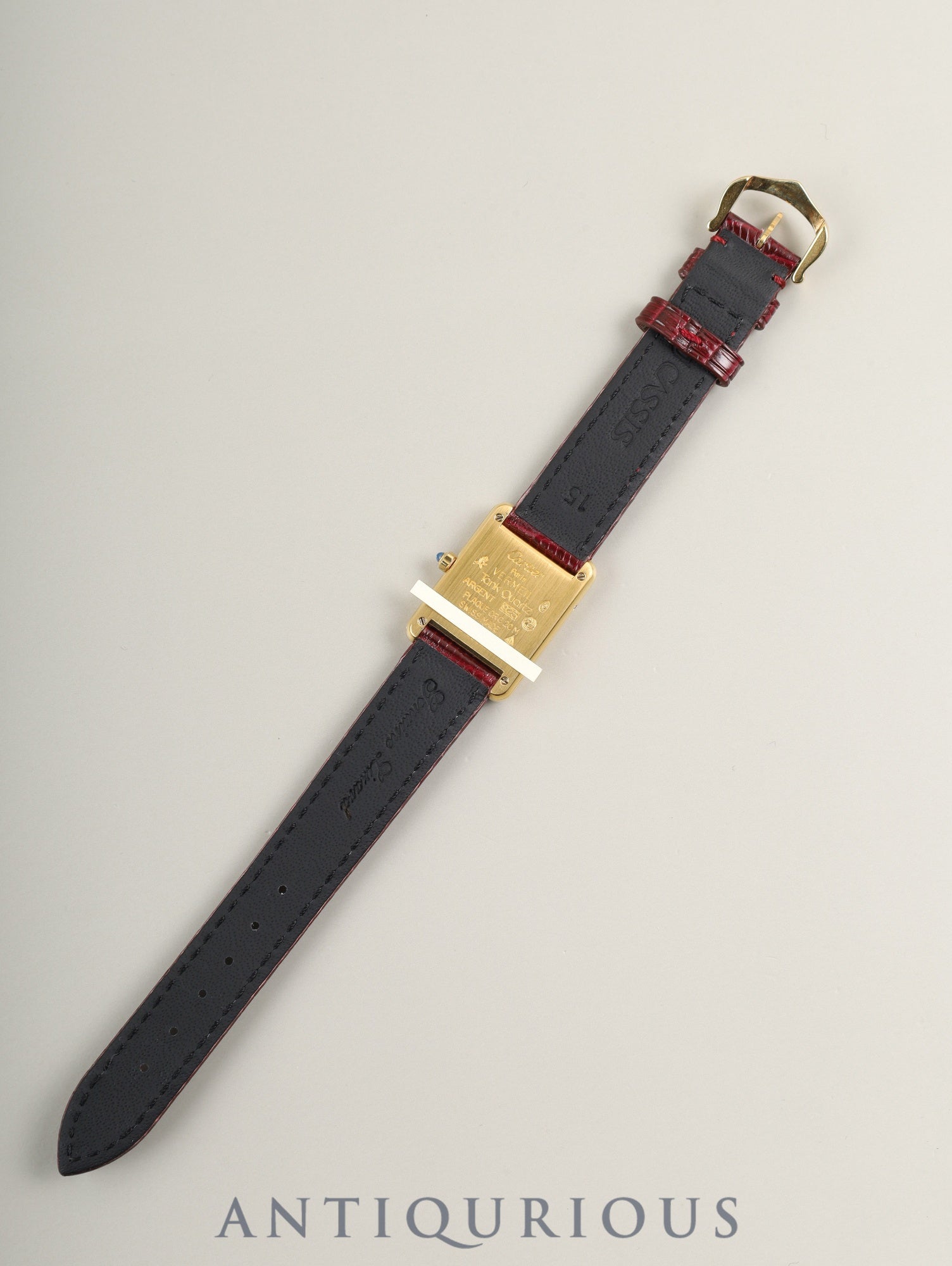 Cartier Must Tank SM 3 66001 Quartz Cal.66 SV925 Leather Original Pin Buckle (GP) Garnet Dial / Bordeaux Dial (SWISS marking) Overhauled, Polished