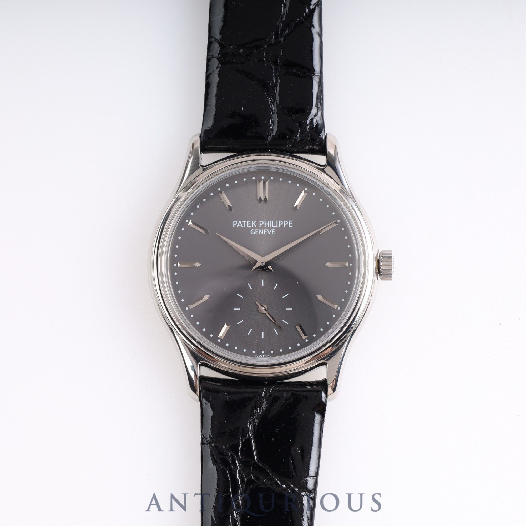 PATEK・PHILIPPE パテック・フィリップ CALATRAVA カラトラバ 3923A 手巻き Cal.215 SS 革 グレー文字盤 1987年