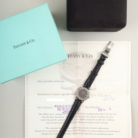 ティファニー アトラス 820.1008 クォーツ Cal.256.041 SS 革 純正バックル（SS） グレー文字盤 箱 冊子 保証書 オーバーホール済み