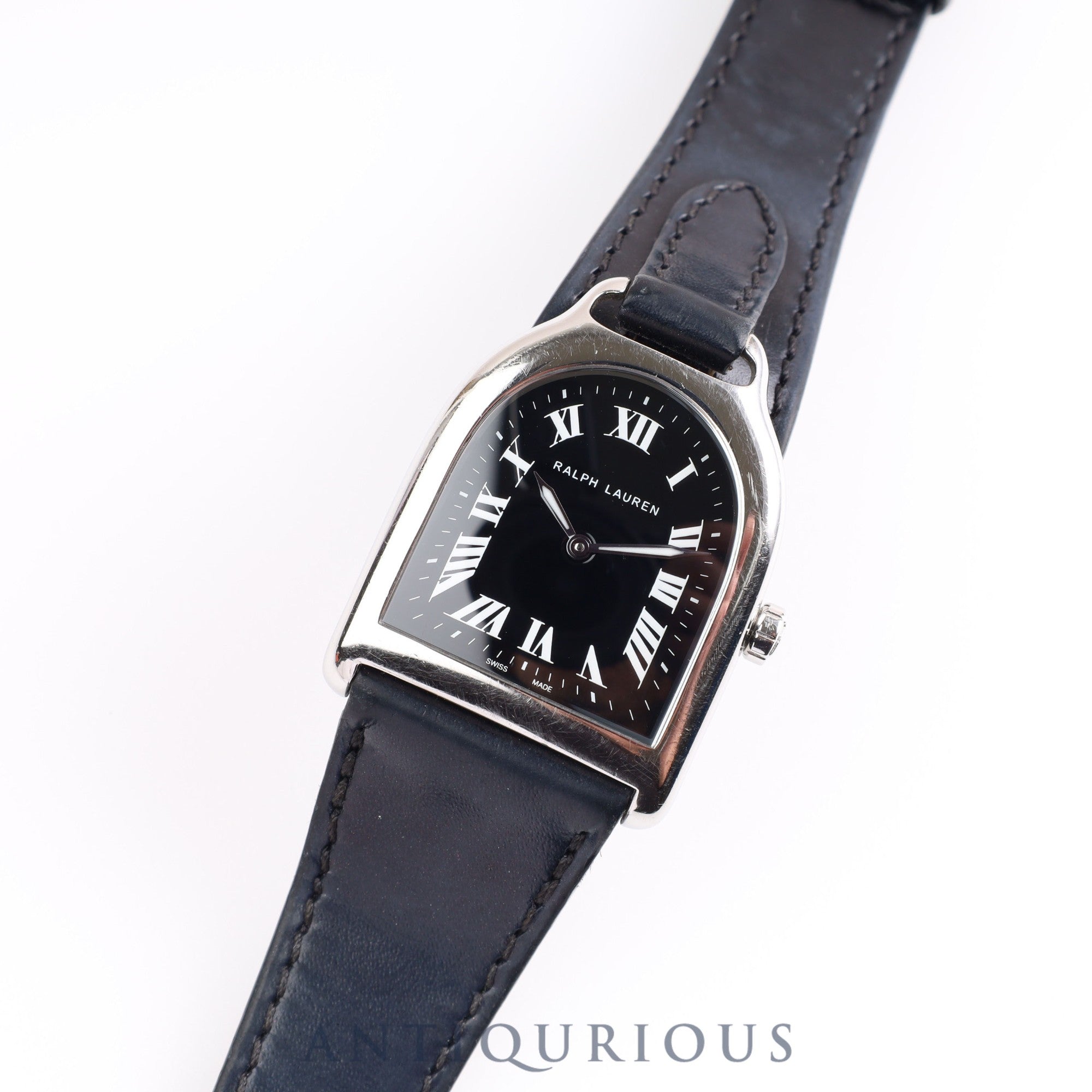 RALPH・LAUREN STIRRUP Small Model R0010701 Quartz SS Leather Black Roman Box Warranty (2014)