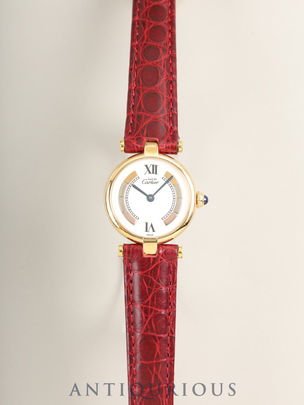 Cartier Must Vendome VLC SM W1006554 / 590004 Quartz Cal.690 SV925 Leather Genuine D-Buckle (GP) Side Trinity Dial (SWISS marking) Overhauled
