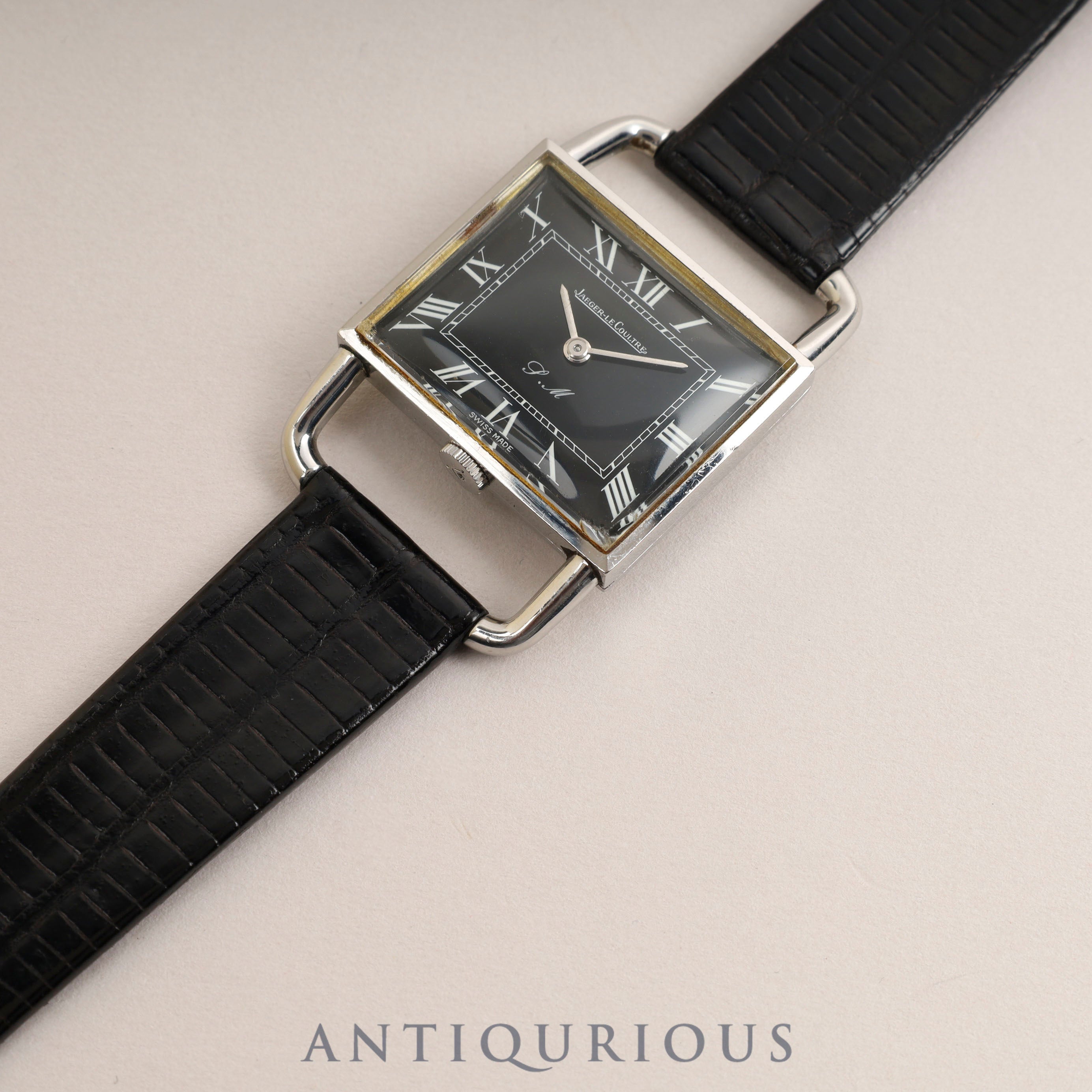 Jaeger-LeCoultre Driver's Watch Etrier 9041.42 Manual Winding Cal.818/3 SS Leather Black Roman Dial