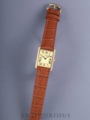 Cartier Must Tank LM W1002753 / 590005 Quartz Cal.- SV925 Leather Genuine Pin Buckle (GP) Ivory Roman Dial (SWISS MADE) Complete Service at Cartier Boutique