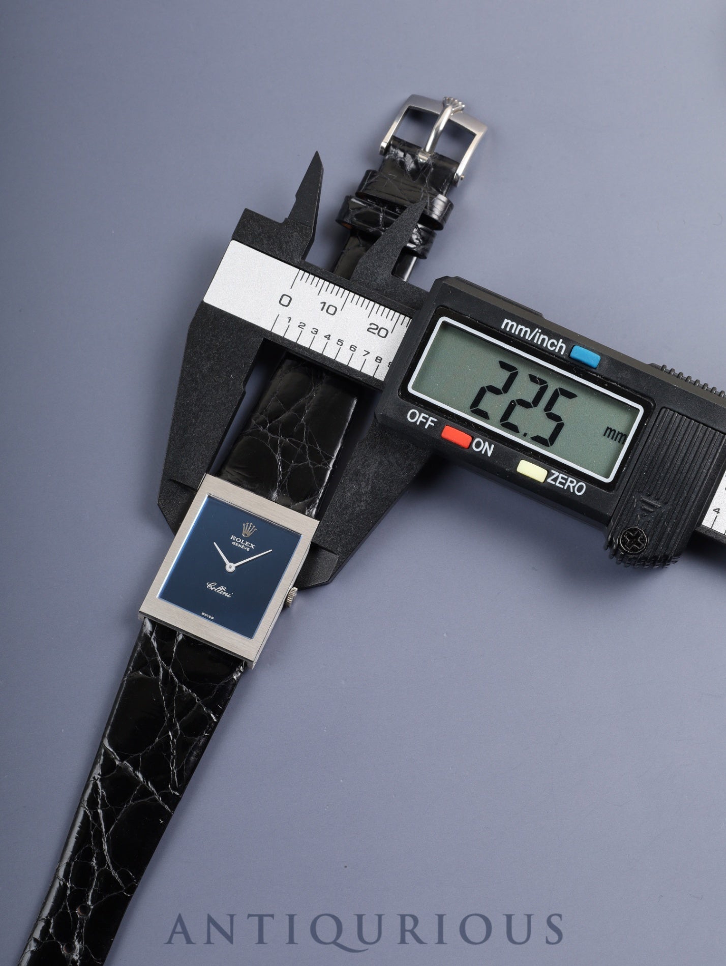 ロレックス チェリーニ 4014 手巻き Cal.1600 750WG 革 純正尾錠（GP） ブルー文字盤 35番台（1972年）オーバーホール済み