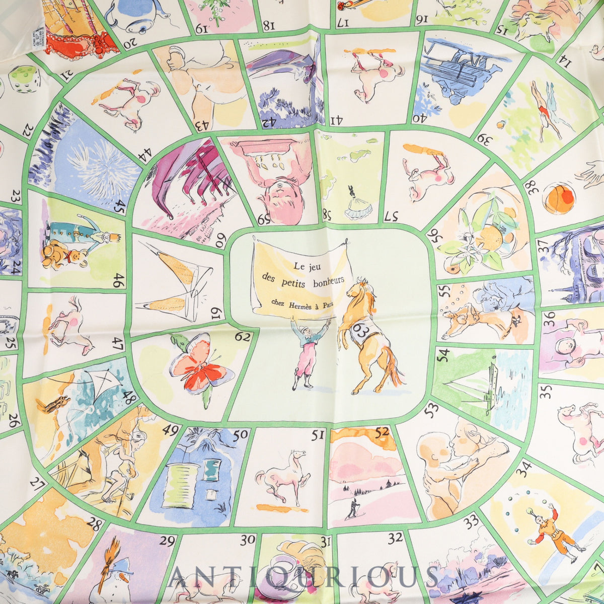 エルメス スカーフ カレ90 LES JEU DES PETITS BONHEURS 小さな幸せの 