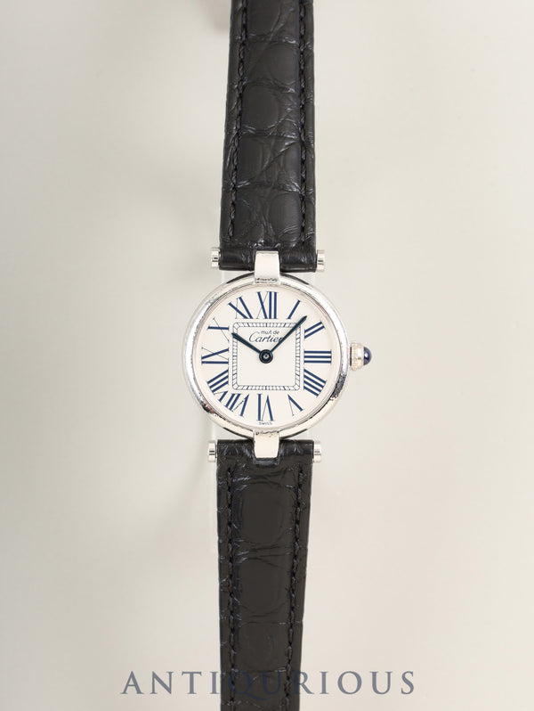 Cartier Must Vendôme VLC SM 1850 Quartz Caliber 690 SV925 Leather Strap with Genuine D-Clasp (Stainless Steel) Opalescent Dial Overhauled