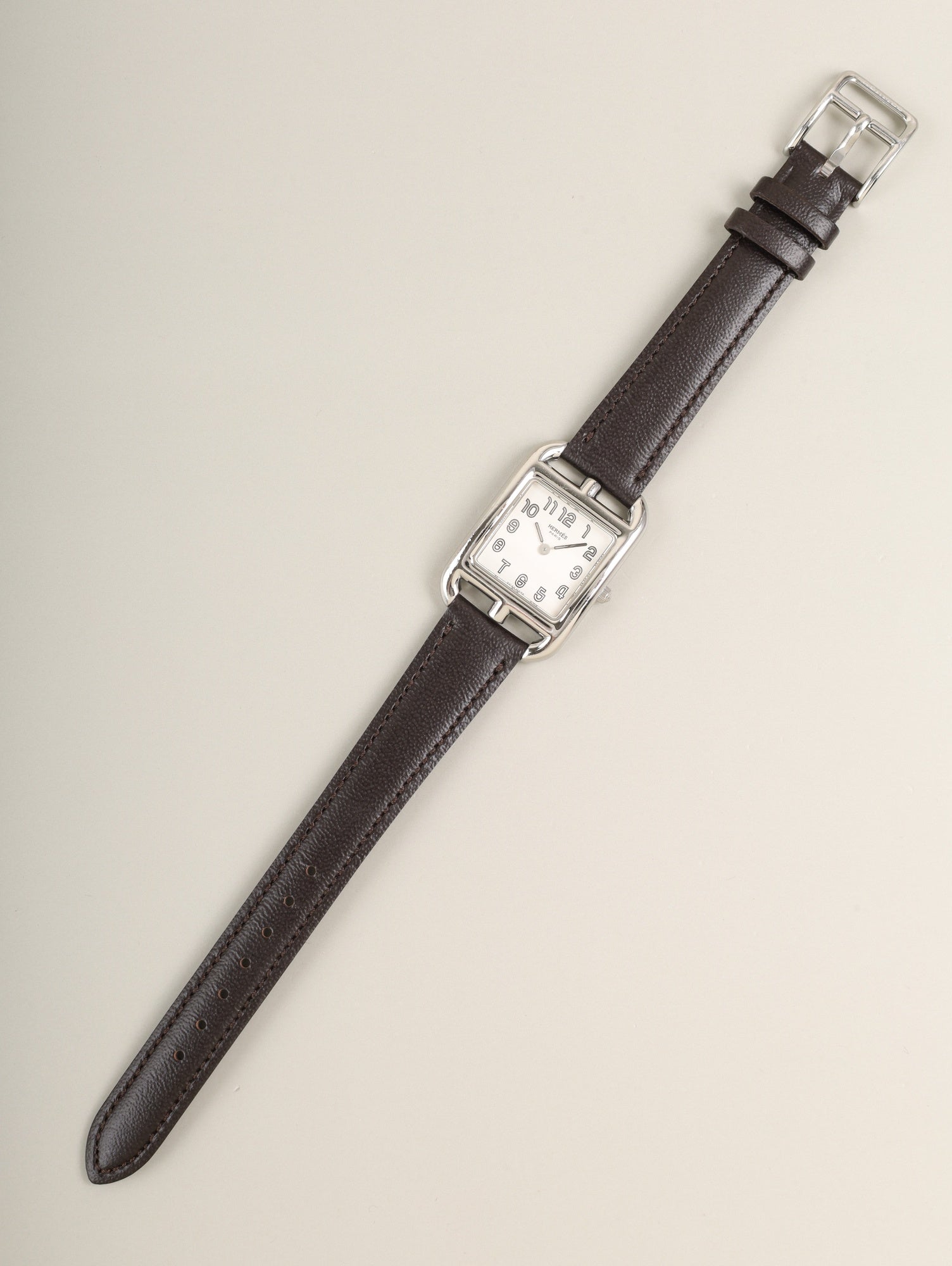 エルメス ケープコッド CC1.210 クォーツ Cal.976.001 SS 革 純正ピンバックル（SS）ホワイトアラビア文字盤（SWISS MADE表記） 箱 冊子 保証書（2003年）オーバーホール済み