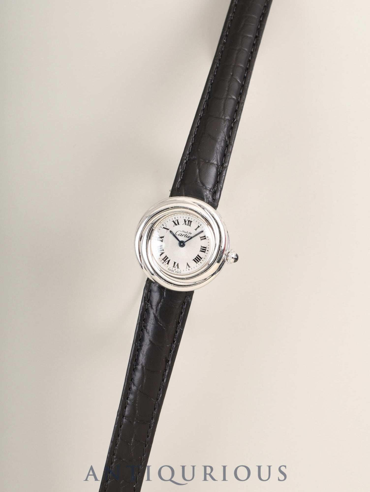 カルティエ マストトリニティ W1014945 / 2439 クォーツ Cal.057 SV925 革 純正Dバックル（SS） シルバーローマン文字盤 箱 オーバーホール済み