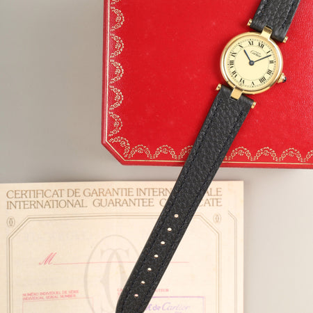 カルティエ マスト ヴァンドーム VLC SM W1002254 / 1851 クォーツ Cal.690 SV925 革 純正尾錠（GP）アイボリーローマン文字盤 箱 冊子 保証書 オーバーホール済み
