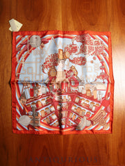 エルメス スカーフ カレ45 MONSIEUR PARFUM ルージュブリック SILK100% 箱 紙タグ