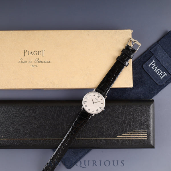 Piaget Round 9026 Manual Winding Cal.9P1 750 Leather Strap with Genuine Buckle (750) White Roman Dial 30mm Box Case Dust Bag Overhauled