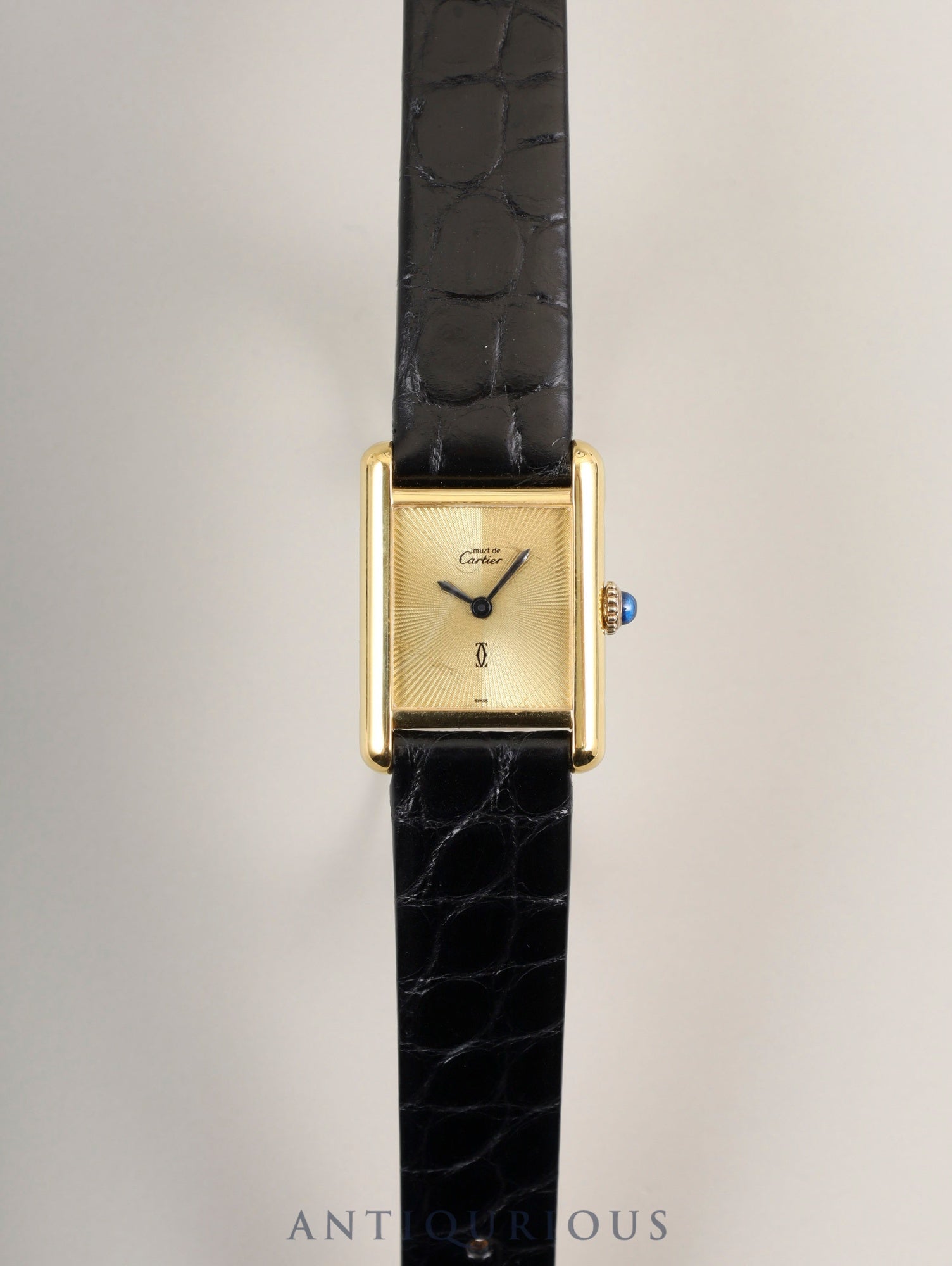 Cartier Must Tank SM Manual Winding Cal. 78-1 SV925 Genuine Buckle (GP) Sunray Dial Overhauled and Finished to Look Like New