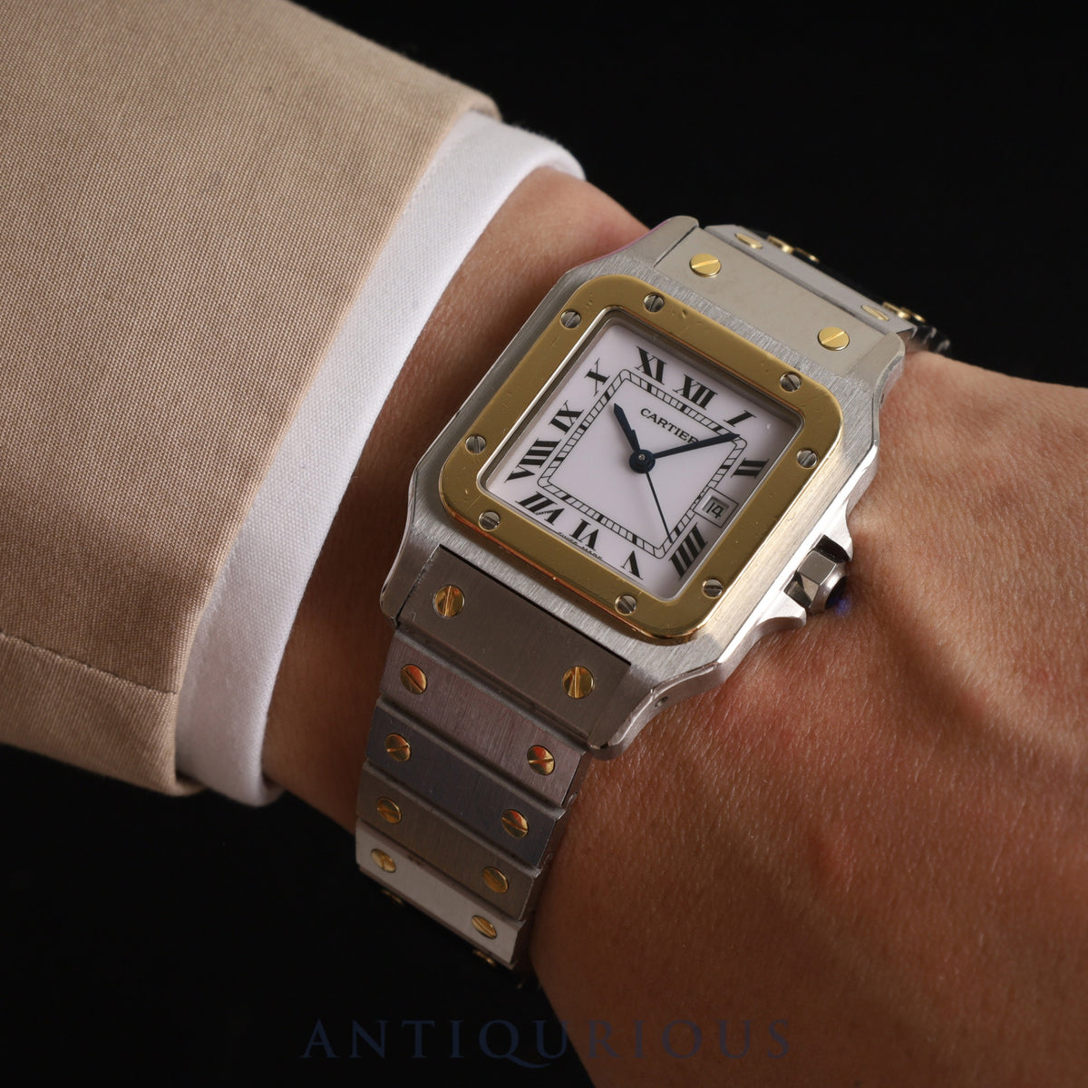 Cartier Santos Carre LM 2961 Automatic, Stainless Steel/Yellow Gold, White Roman Dial, Fully Serviced at a Cartier Boutique