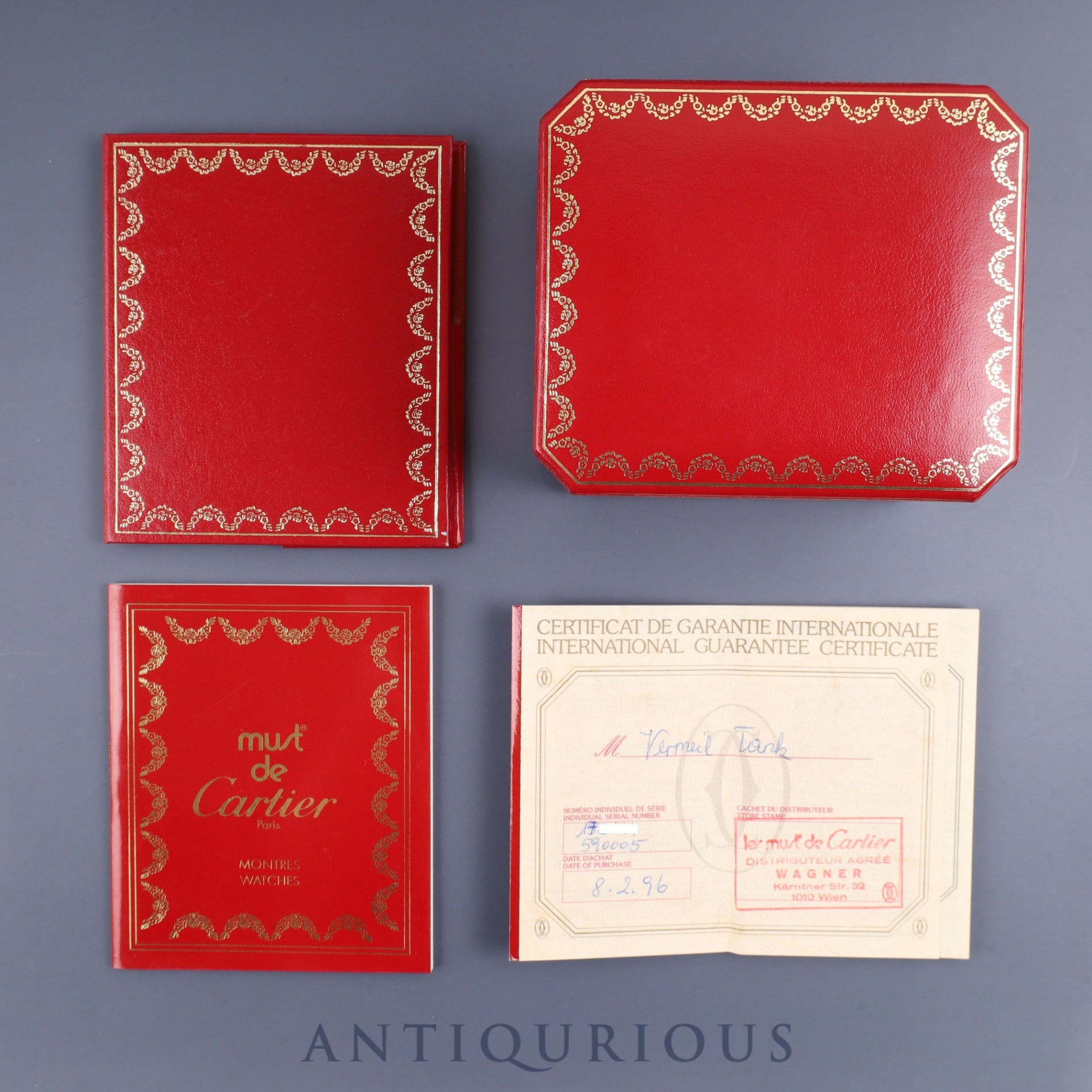 カルティエ マストタンク LM W1005654/590005 クォーツ Cal.90 SV925 革 純正尾錠（GP）オパラン文字盤 箱 冊子 保証書 （1996年）オーバーホール済み