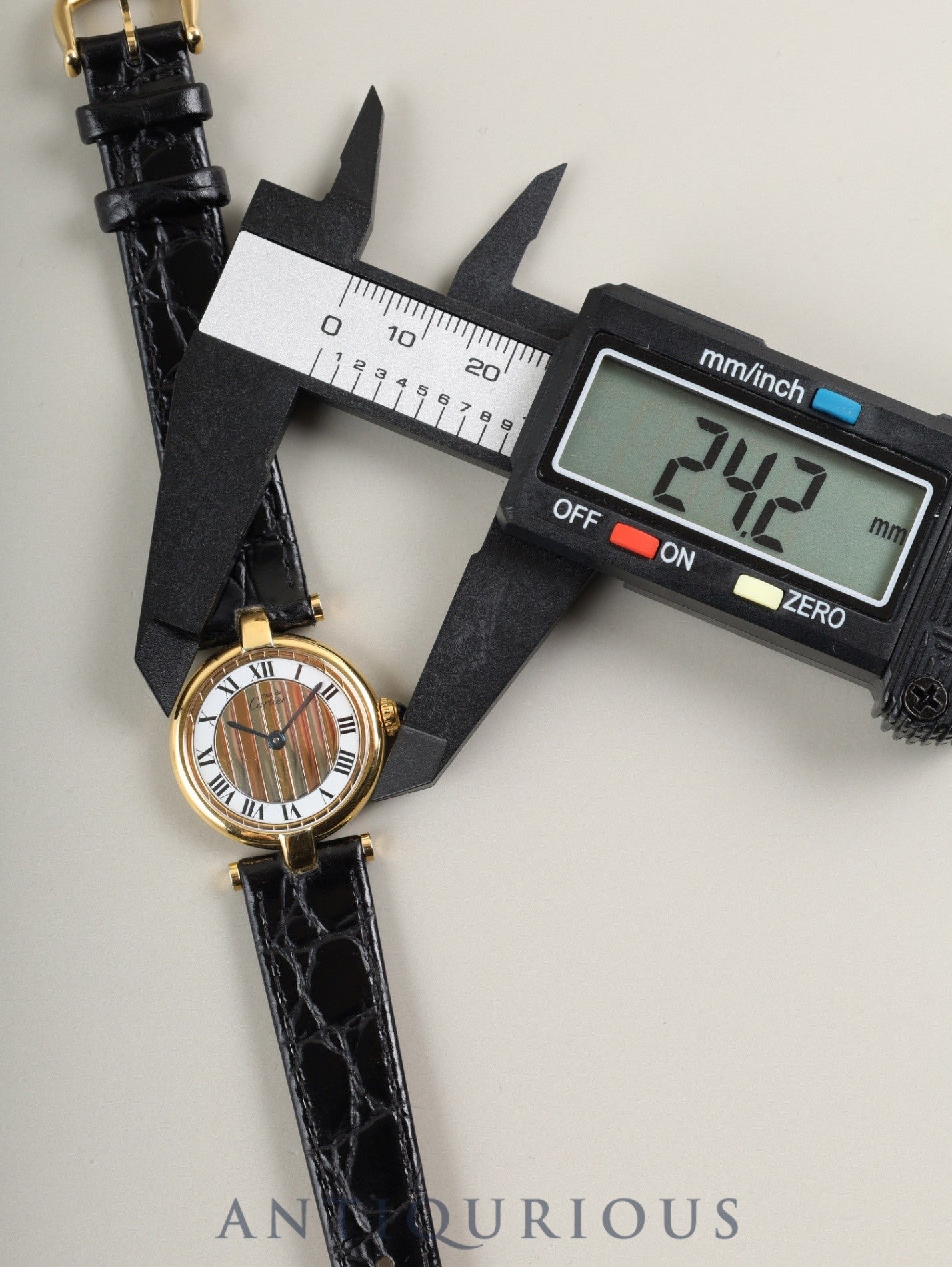 Cartier Must Vendôme VLC SM 1851 Quartz Caliber 690 SV925 Leather Strap with Genuine GP Buckle, Trinity Dial, Overhauled