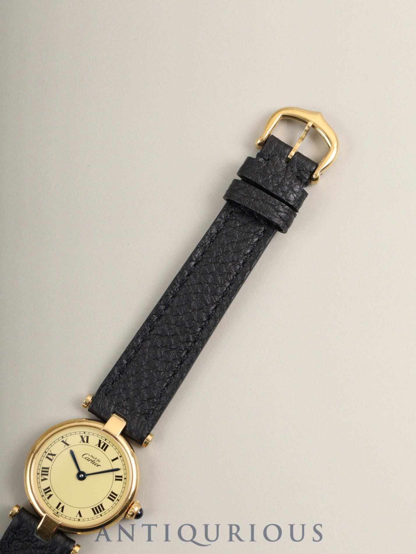 カルティエ マスト ヴァンドーム VLC SM 590004 クォーツ Cal.90 SV925 革 純正ピンバックル（GP）アイボリーローマン文字盤 オーバーホール済み