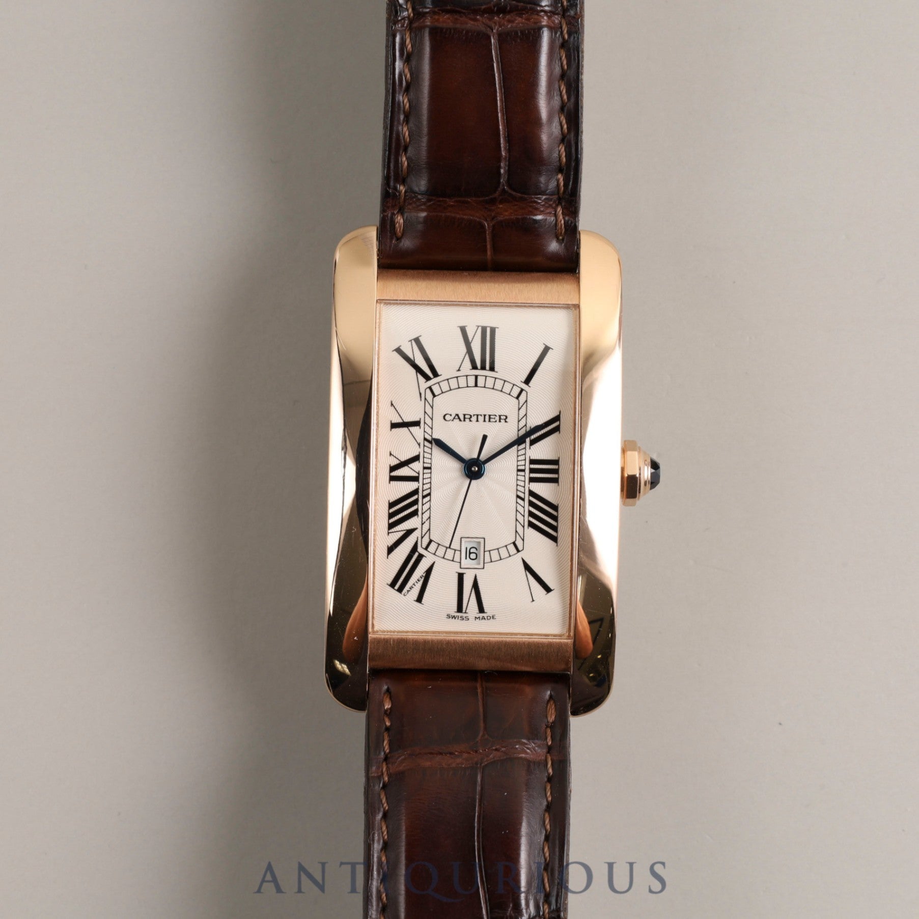 Cartier Tank Americaine LM W2609156 / 2505 Automatic Cal.120 750PG Genuine belt Genuine buckle (PG) Ivory guilloche dial Warranty (2024)