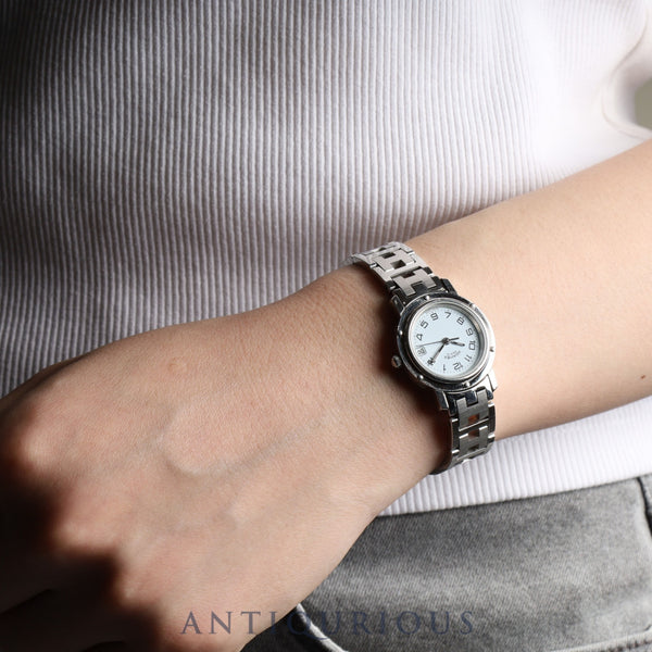 エルメス クリッパーCL4.210 クォーツ SS SS ホワイトアラビア文字盤 オーバーホール済み