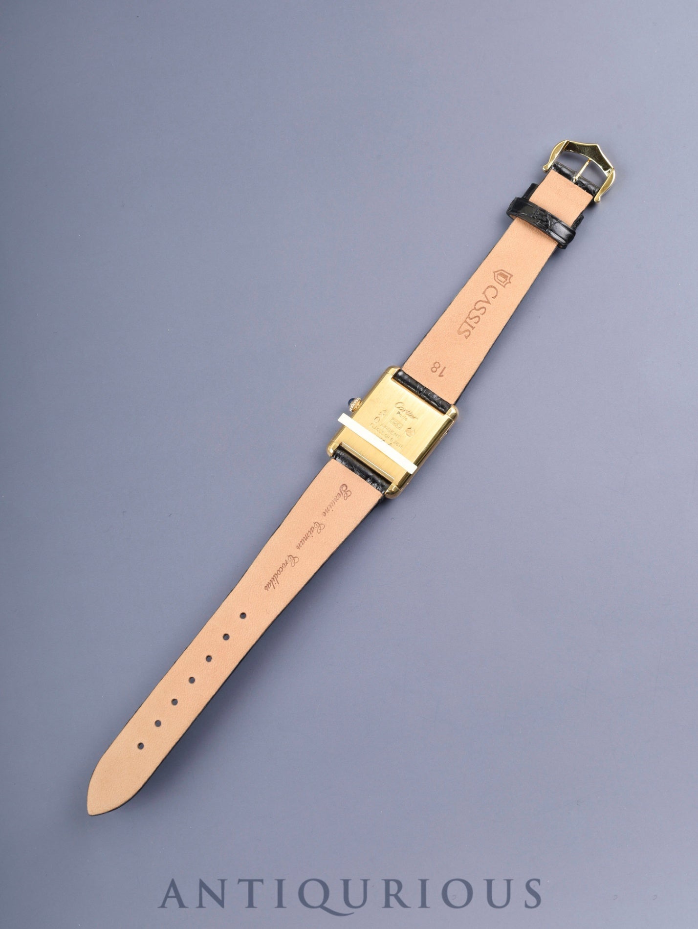 カルティエ マストタンク LM 手巻き SV925 革 純正尾錠（GP）オニキス文字盤（SWISS表記） オーバーホール済み 新品仕上げ済み