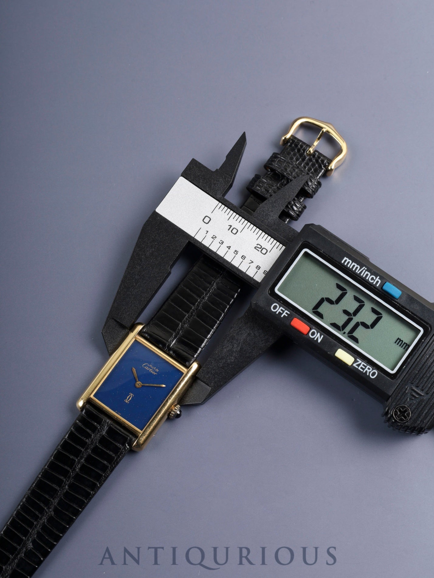 カルティエ マストタンク LM 手巻き Cal.78-1 SV925 革 純正尾錠（GP）ラピスラズリ文字盤（SWISS表記）1976年頃～1980年代初期頃 オーバーホール済み