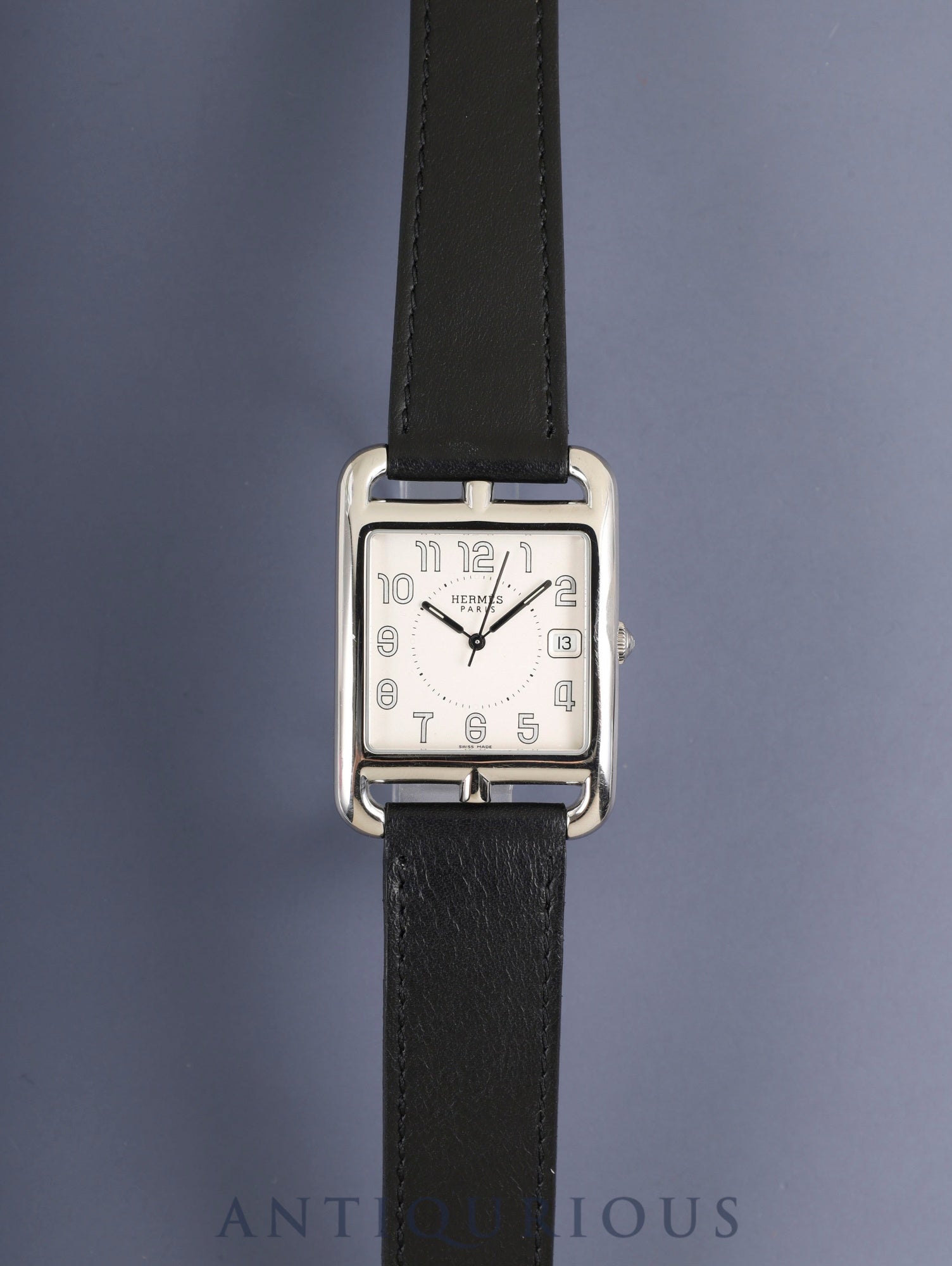 Hermes Cape Cod CC1.810 Quartz Cal.164111 Stainless Steel Leather Strap Original Buckle (Stainless Steel) Silver Arabic Dial Overhauled