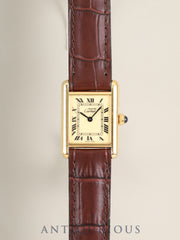 Cartier Must Tank SM W1003154 / 1613 Quartz Cal.- SV925 Leather Original D-Buckle (GP) Ivory Roman Dial (SWISS MADE) Box, Booklet, Warranty (1997), Complete Service by Cartier Boutique