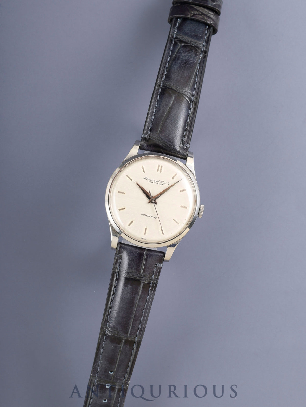 IWC オールドインター ラウンド 自動巻き Cal.C.853 SS 革 社外尾錠（SS）シルバー文字盤 オーバーホール済み アイダブリュシー