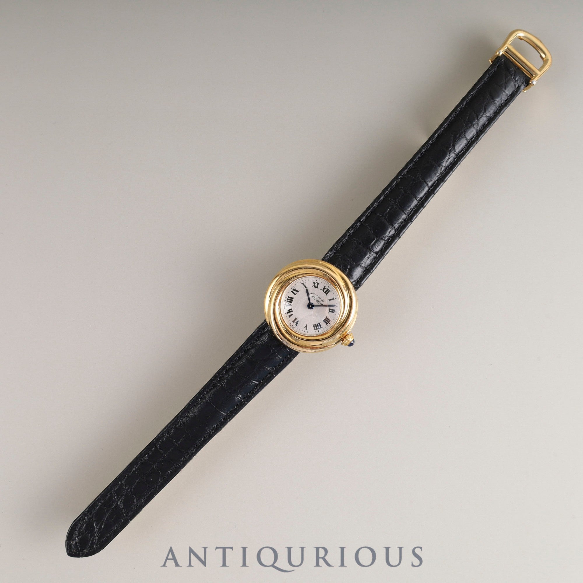 Cartier Must Trinity W1010644 / 2735 Quartz Cal.157 SV925 Leather Genuine D-buckle (GP) Silver Roman dial Overhauled