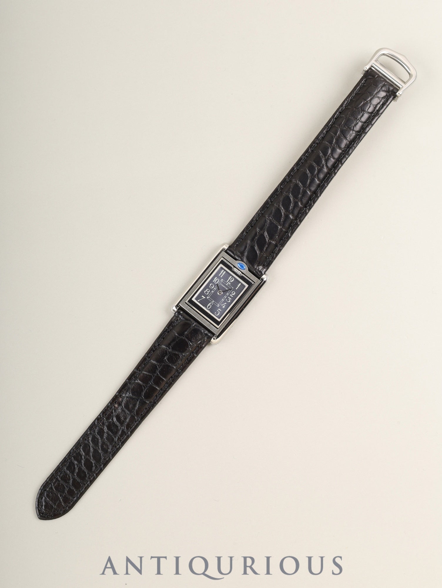 カルティエ タンク バスキュラント SM W1016830 / 2386 クォーツ Cal.059 SS 革 純正Dバックル（SS）グレーアラビア文字盤（SWISS MADE表記 / 裏彫りあり）箱 冊子 保証書（2002年）オーバーホール済み
